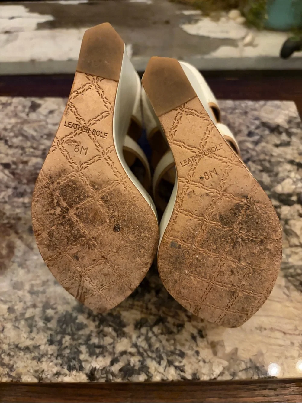 L.A.M.B. Inesa White & Tan Leather Platforms